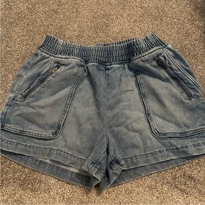 Aerie Blue Jean Shorts with Elastic Waist